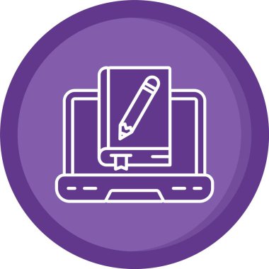 kalem simgesi ve vektör illüstrasyonlu dizüstü bilgisayar