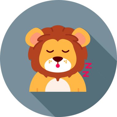 Tatlı uyuyan aslan ikonu. beyaz arkaplanda izole edilmiş web tasarımı için sevimli uyuyan aslan vektör simgesi çizgi filmi