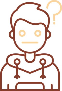 Soru işareti olan genç bir çocuk.