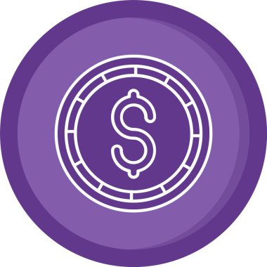 Dolar madeni para ikonu. Beyaz arkaplanda izole edilmiş dolar sikke vektör simgesi rengi