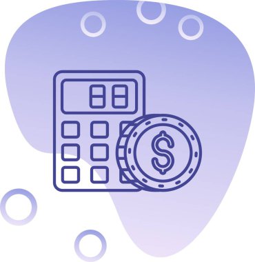 Para ikonlu hesap makinesi. Web için hesap makinesi vektör simgesi ile paranın basit illüstrasyonuName