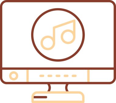 Bilgisayar klavyesi, müzik çalar simgesi. özet vektör illüstrasyonu