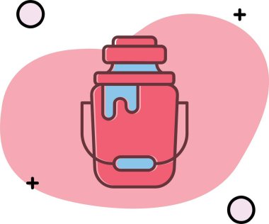 Beyaz arka planda kalp ikonu olan çizgi su şişesi. Sevgililer günü sembolü. vektör illüstrasyonu