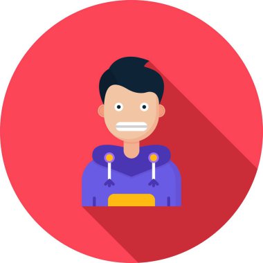 Vektör çizimi. Tekerlekli sandalyedeki adamın yüzünde kırmızı bir çember vardı..