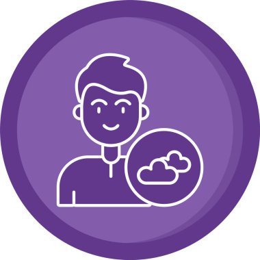 Bulut ve bulut vektör çizgisi simgesine sahip eşsiz bir adam