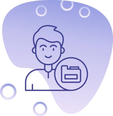 Elinde büyüteçle dizüstü bilgisayarı olan adam.