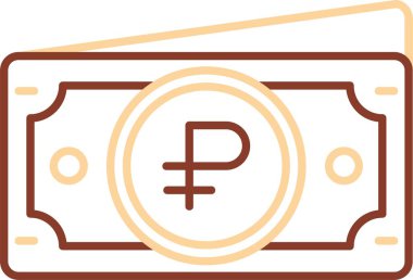 Ruble madeni para ikonu. ruble sikke vektör simgesi rengi düz izole