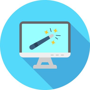 Bilgisayar ekranının vektör çizimi ve bir kalem