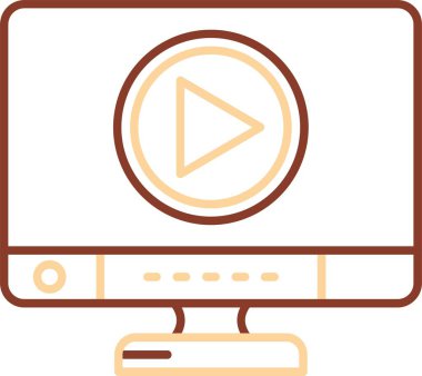 Bilgisayar ikonlu video kamera. Web tasarımı için video akışı görüntü vektör simgesinin düz çizimi