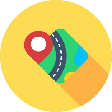 navigasyon konumu düz simge, vektör, illüstrasyon, yol işareti