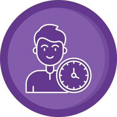 Saat simgesi olan adam, basit stil