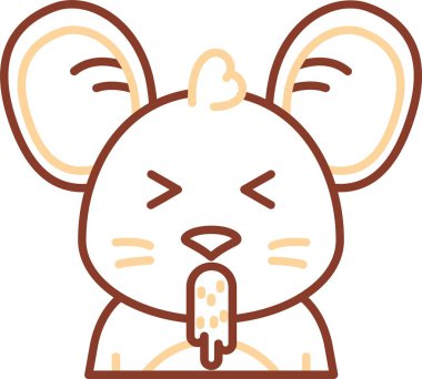 Büyük gözleri ve dili olan sevimli çizgi film kawaii ayısı..