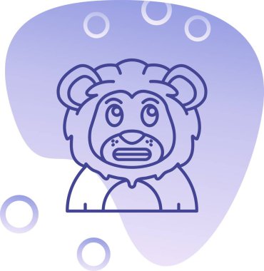 çizgi aslan ikonu. Hayvan işareti. Beyaz arkaplanda renkli taslak simgeleri.