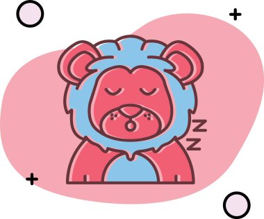 Ayı kalplerle uyur, Sevgililer Günü, vektör, illüstrasyon