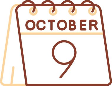 Ekim 'in yazılı olduğu takvim. düz dizayn.