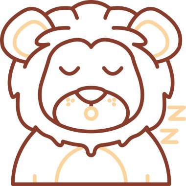 Beyaz arka planda uyuyan tatlı bir aslan.