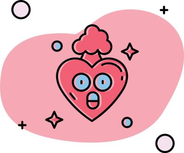 kalp çizgi film tasarımı, vektör illüstrasyonu