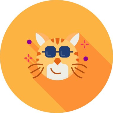 Kedi gözlüklü kedi ve kedi ikonu taşıyıcısı. Güneş gözlüklü kedi ve kedili kedi..