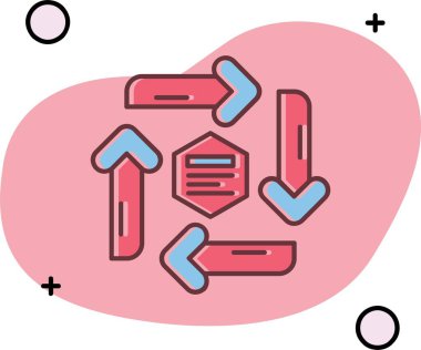 kalp ve ok ile düz renkli vektör simgesi çizimi