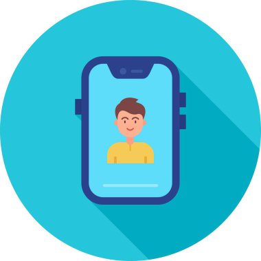 Sosyal medya vektör illüstrasyonlu akıllı telefon kullanan adam