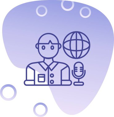 Mikrofonlu bir adamın vektör çizimi