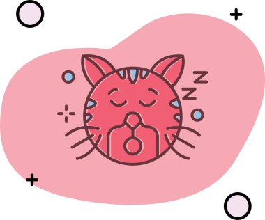 Çizgi Kedisi simgesi beyaz arkaplanda izole edildi. Renkli taslak konsepti. Vektör