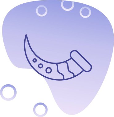 Çizgi film tarzı çizim. Büyük mavi dişli, gülümseyen mutlu yüzün çizimi.