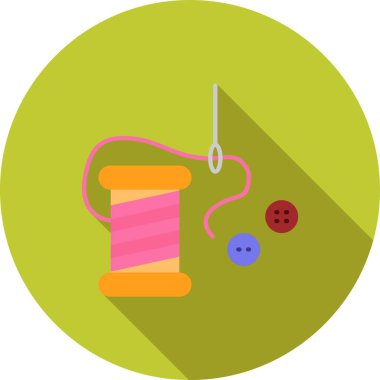 Dikiş ve dikiş araçları simgesi için iplik dikme, düz stil