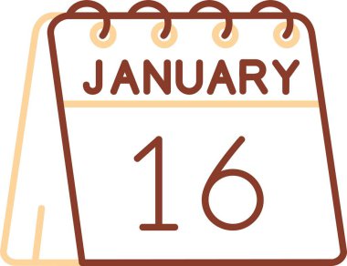 25 Ocak 'ta. düz renk takvimi simgesi tarih, basit ve beyaz biçimi.