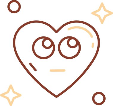 kalp emoji simgesi tasarımı, renkli vektör illüstrasyonu