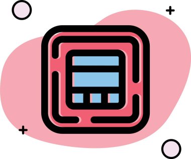 Bir akıllı telefonun kırmızı, mavi ve beyaz ikonunun vektör çizimi