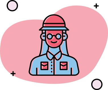 Kadın işçi simgesi vektör illüstrasyonu