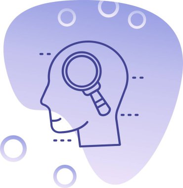 Büyüteçli beyin. Web simgesi basit illüstrasyon