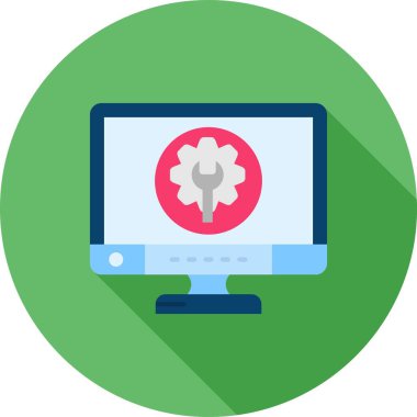 Beyin ve bilgisayar fareli bilgisayar monitörü, düz dizayn.