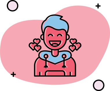 Çizgi roman tarzında kız simgesi beyaz arkaplanda izole.