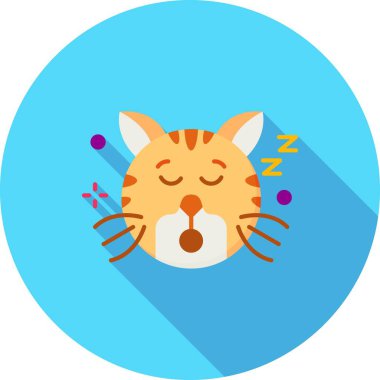 Kedi odada uyuyor. Düz stil. vektör illüstrasyonu.