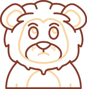 şirin aslan simgesi renk ana hatları vektörü