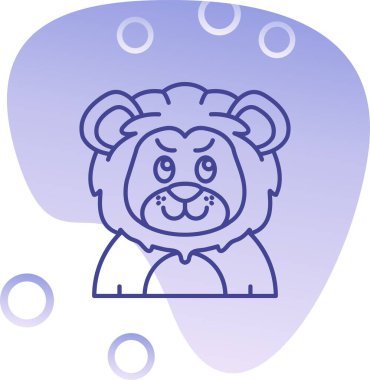 Bir aslanla çizgi film karakterinin vektör çizimi