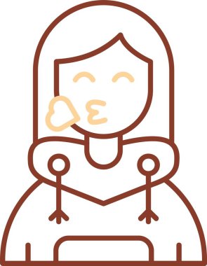 Kız ikonu. ana hatlı kadın vektör renk sembolü.