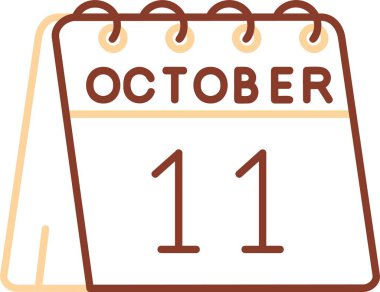 1 Ekim düz kabartma vektör simgesi