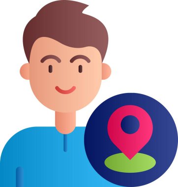 Harita konumu olan adam, basit vektör illüstrasyonu