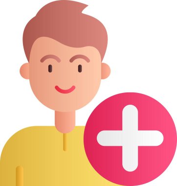 Artı işareti ve artı simgesi olan adam, basit vektör illüstrasyonu