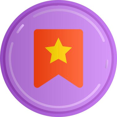 Beyaz arka planda izole edilmiş çizgi film tarzında yıldız rozeti simgesi. Ağ ve