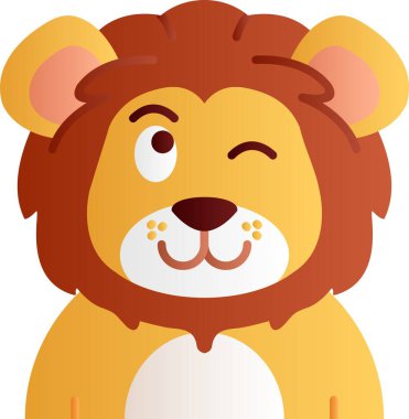 Sarı yüzlü sevimli çizgi film aslanı.