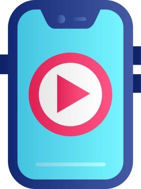 Cep telefonu simgesi, vektör illüstrasyonu ile video oynat
