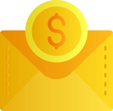 Üzerinde dolar işareti olan zarf. vektör illüstrasyonu