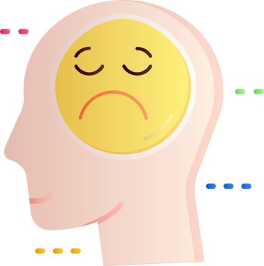 Üzgün, üzgün, düşünceli, düşünceli, düşünceli. düz vektör illüstrasyonu.