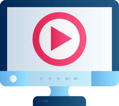 Web simgesi olan video oynatıcı, bir video oynatıcının basit bir illüstrasyonu