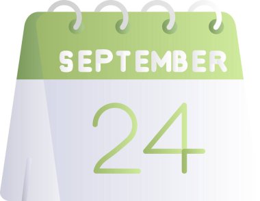 Takvim tarihi, saat, takvim, ay vektör illüstrasyonunun günlük takvim gününde 24 Eylül takvim simgesi