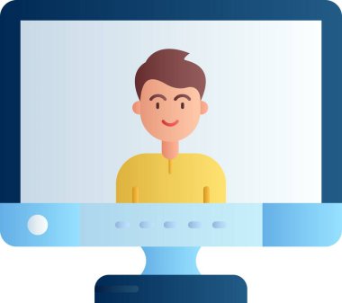 video konferansı çevrimiçi webinar simgesi, düz biçim